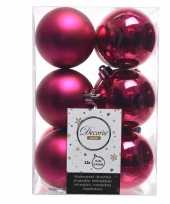Fuchsia kerstballen van kunststof 6 cm 10127730