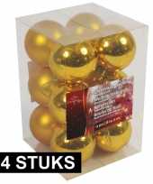 Gouden kerstballen onbreekbaar 24x stuks 6 cm