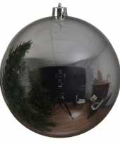 Grote raam deur kerstboom decoratie zilveren kerstballen 14 cm glans