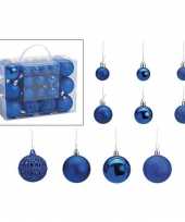 Kerstboomversiering 50x blauwe plastic kerstballen 3 4 6 cm