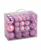 Kerstboomversiering 50x roze plastic kerstballen 3 4 6 cm