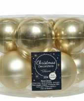 Kerstboomversiering champagne beige kerstballen van glas 6 cm 10 stuks