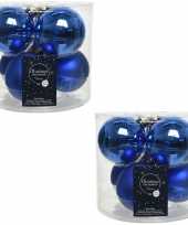 Kerstboomversiering kobalt blauwe kerstballen van glas 8 cm 12x stuks