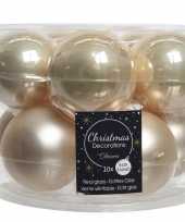 Kerstboomversiering licht parel champagne kerstballen van glas 6 cm 10 stuks