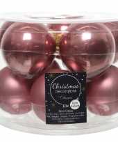 Kerstboomversiering oud roze kerstballen van glas 6 cm 10 stuks