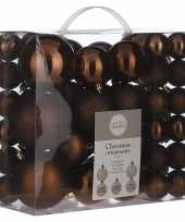 Kerstboomversiering pakket met 46x bruine plastic kerstballen