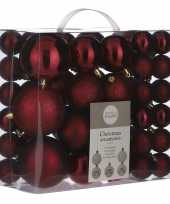 Kerstboomversiering pakket met 46x donkerrode plastic kerstballen