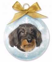 Kerstboomversiering teckel hond honden kerstballen 8 cm