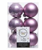 Lila paarse kerstballen 24x van kunststof 6 cm