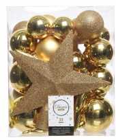 Luxe kerstballen pakket piek goud kunststof 33 stuks