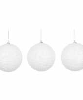 Luxe witte kerstballen 3 stuks 10 cm