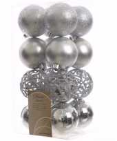 Mystic christmas kerstboom decoratie kerstballen zilver 16 stuks