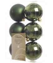 Nature christmas kerstboom decoratie kerstballen groen 6 stuks