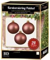 Oudroze kerstversiering kerstballen 24 delig 6 en 8 cm