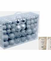 Pakket met 100 voordelige zilveren kerstballen inclusief haakjes