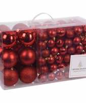 Rode kerstballen pakket 94 delig van kunststof