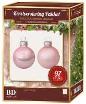 Roze kerstballen pakket 97 delig christmas sweet pink glass
