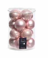 Roze kerstballen van glas 8 cm