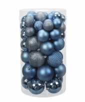 Tube 60x blauwe kunststof kerstballen 4 7 cm glans mat bewerkt