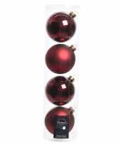 Tube met 12x donkerrode kerstballen van glas 10 cm glans en mat