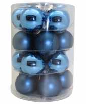 Tube met 20 blauwe kerstballen van glas 6 cm glans en mat 10246678