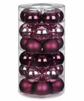 Tube met 30x roze en rode kerstballen van glas 6 cm glans en mat