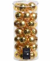 Tube met 49 gouden kerstballen van glas 6 cm