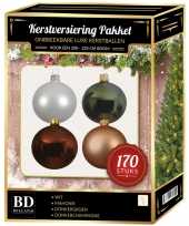 Wit donker champagne mahonie den kerstballen pakket 170 delig voor 210 cm boom