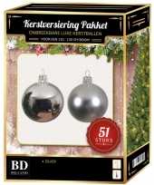 Zilveren kerstballen pakket 51 delig voor 120 cm boom