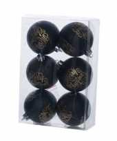 Zwarte kerstballen van kunststof 7 cm