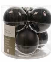 Zwarte kerstballenset glas 6 stuks